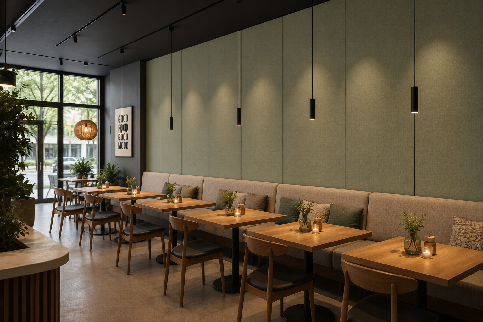 Akustikwandverkleidung im Restaurant