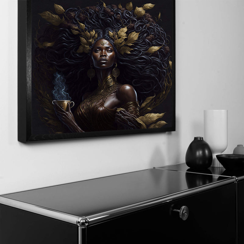 Design-Akustikbild | Unikat-Motive durch künstliche Intelligenz "Goddess of Coffee“