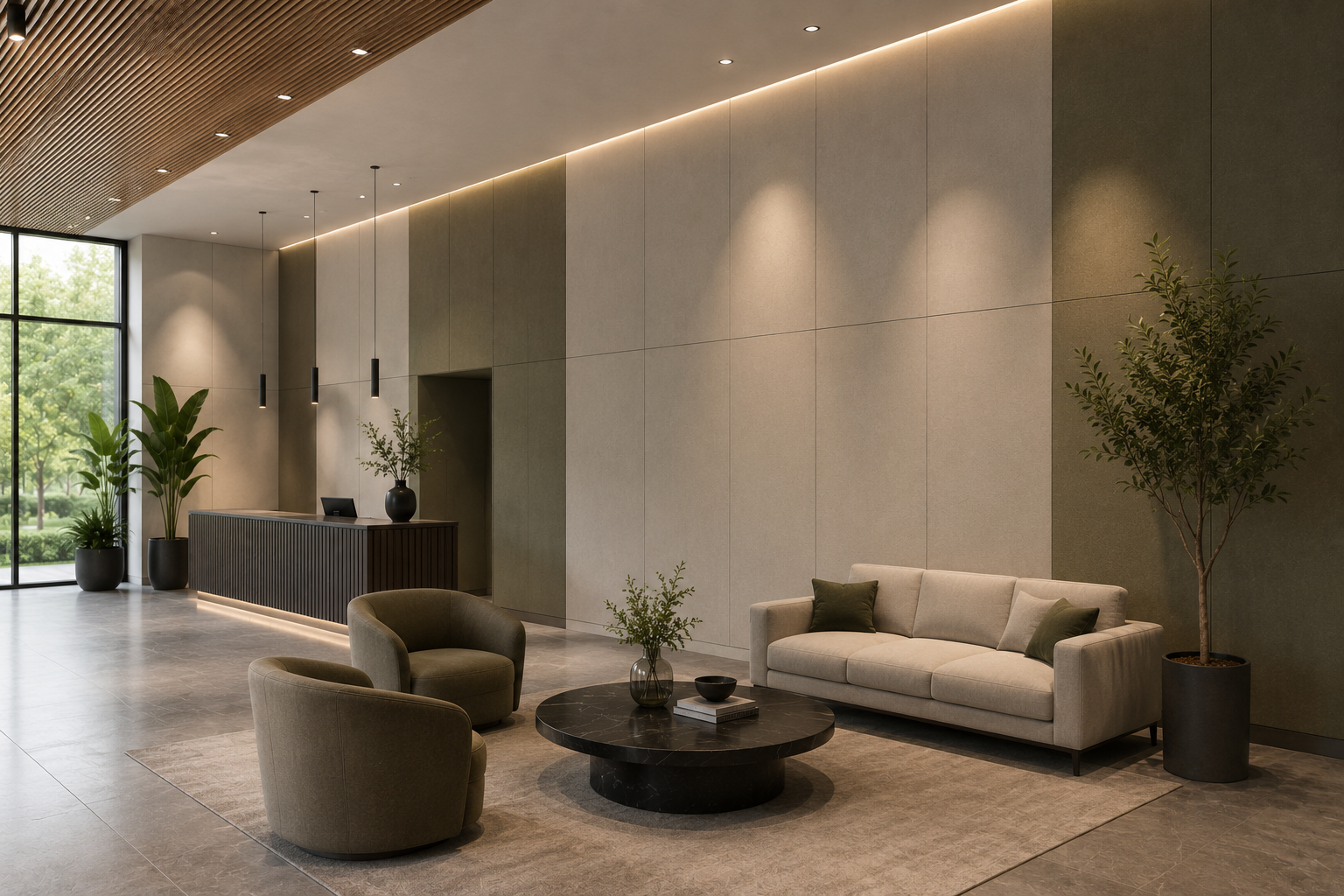 Hotellobby_vollflaechige_Wandverkleidung