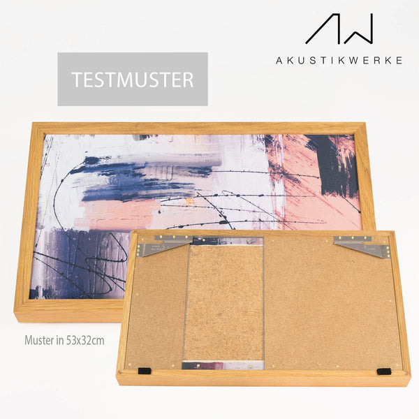 Kostenloses Muster - bedruckte Motive + Vollholzrahmen geölt