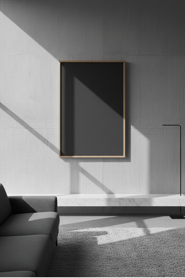 Raum mit Akustikbild. Modern und minimalistisch