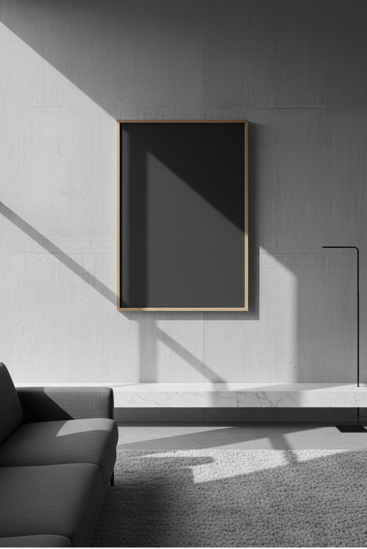 Raum mit Akustikbild. Modern und minimalistisch