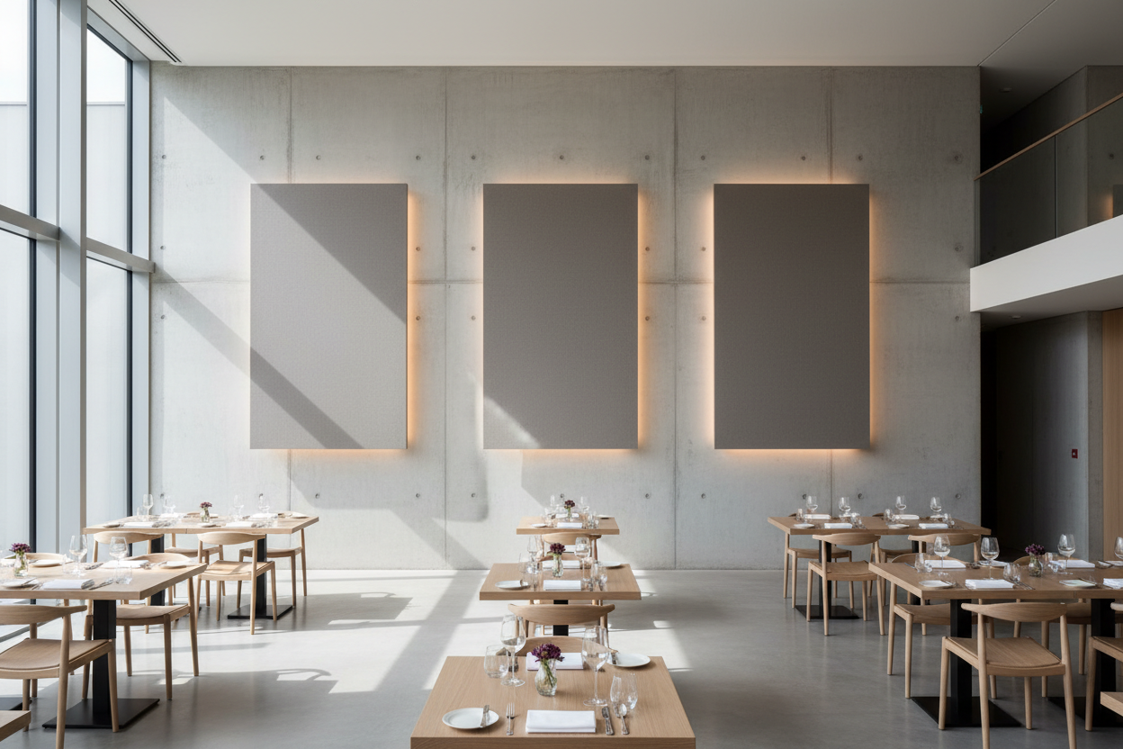 Restaurant mit Akustikpanelen Beleuchtung