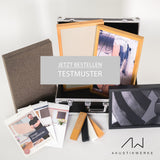 Kostenloses Muster - bedruckte Motive + Vollholzrahmen schwarz