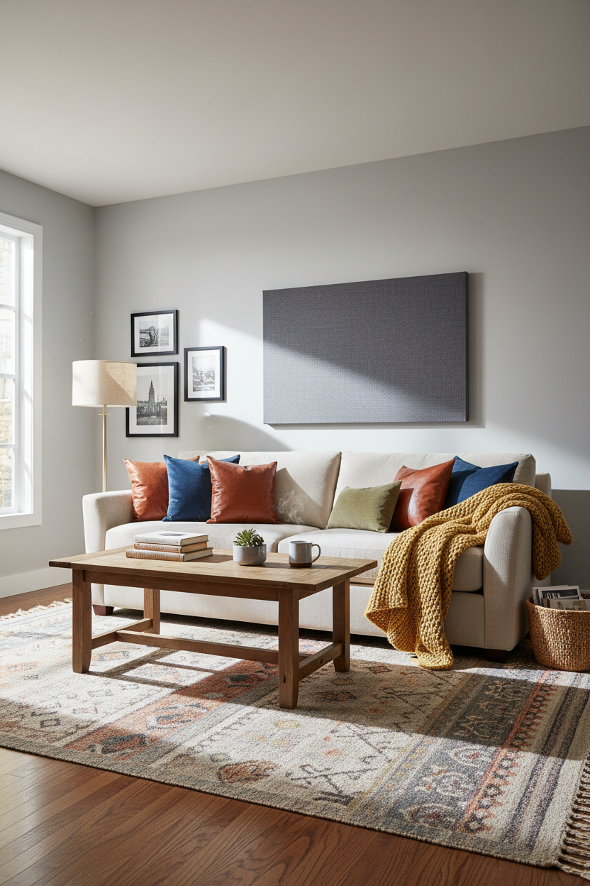 das wohnzimmer muss wohnlicher sein und nach Wohnzimmer aussehen. Akustikbild muss simpler und minimalistischer sein.