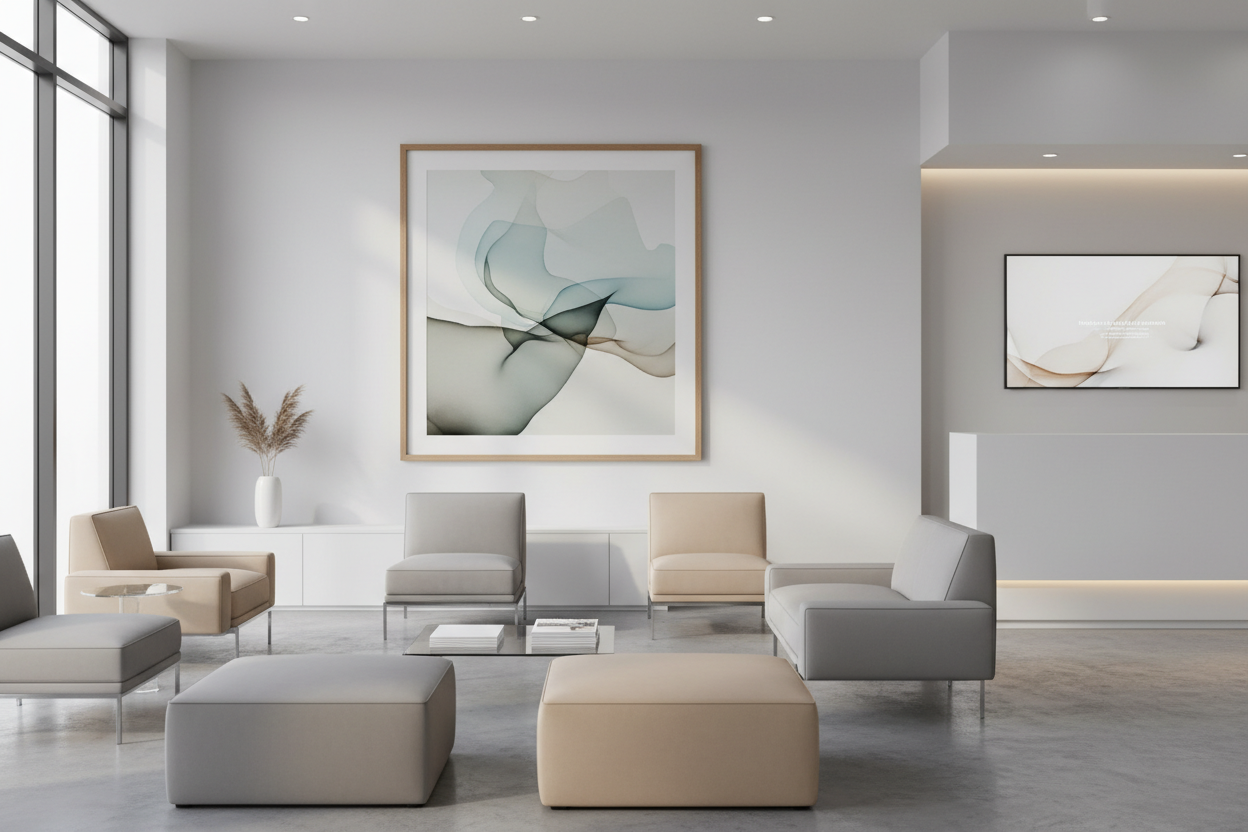 den Holzrahmen ein wenig dünner und keine Person im Raum.